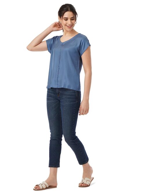 Buy FYLTR Women's Solid Regular Fit Blouse - Image 5