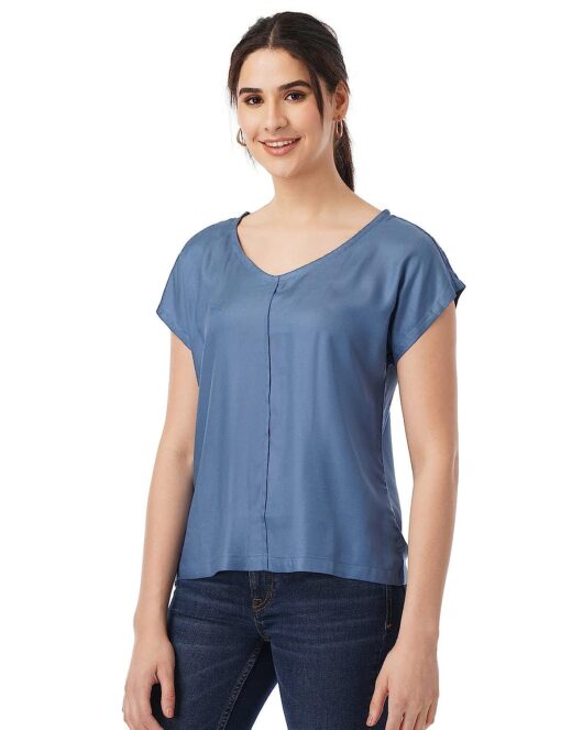 Buy FYLTR Women's Solid Regular Fit Blouse - Image 3