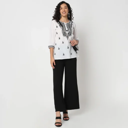 Ethnic Printed Shirt Style Cotton Top - Image 2