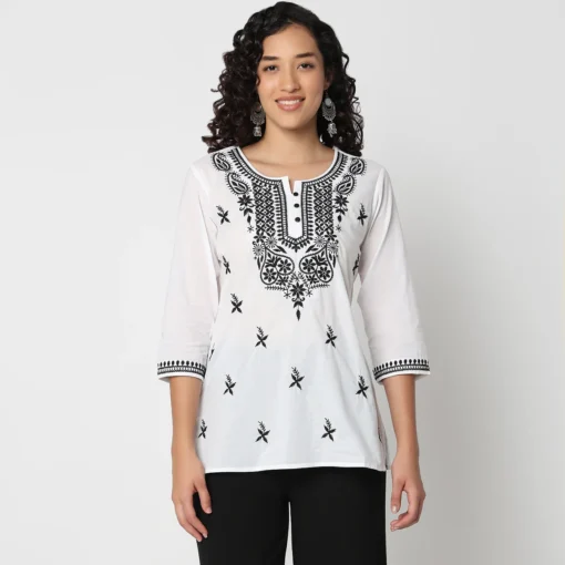 Ethnic Printed Shirt Style Cotton Top