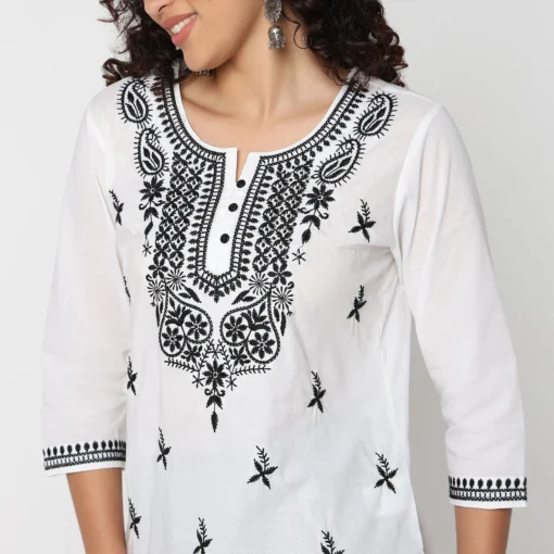 Ethnic Printed Shirt Style Cotton Top - Image 4
