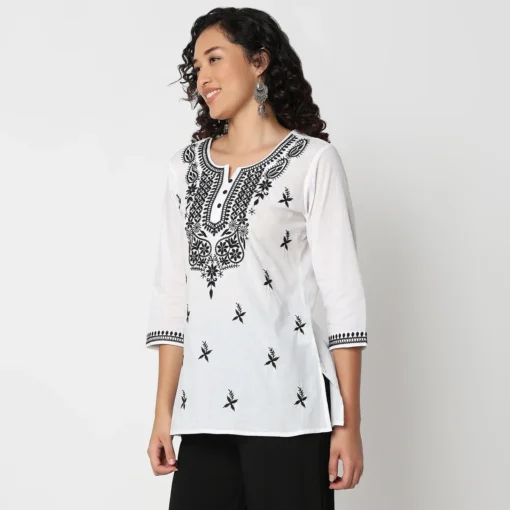 Ethnic Printed Shirt Style Cotton Top - Image 5